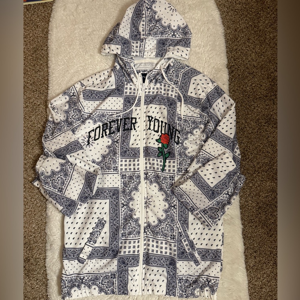 Rue21 Black and White Bandana Print Hoodie
